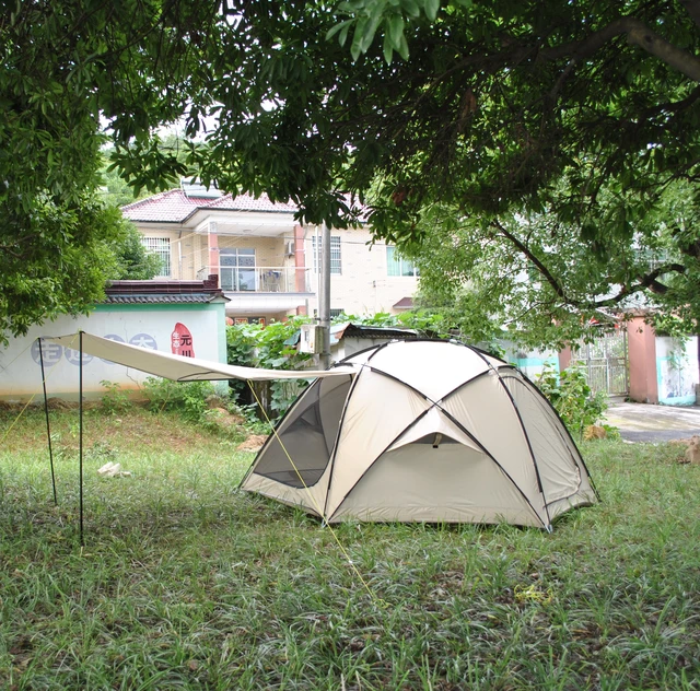 Spacious and waterproof camping tent with fiberglass poles