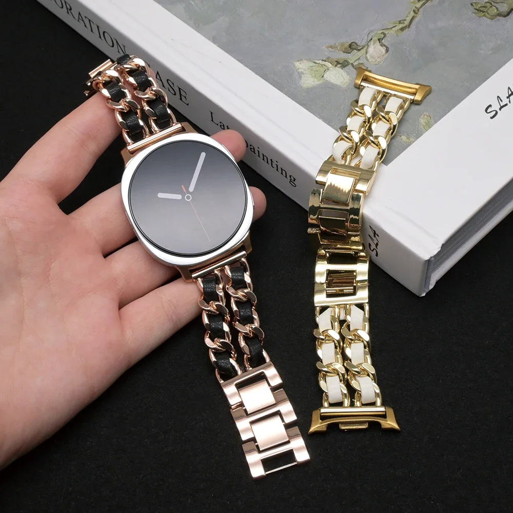 Luxury Stainless Steel and Leather Bracelet Wristband - Premium Metal Strap