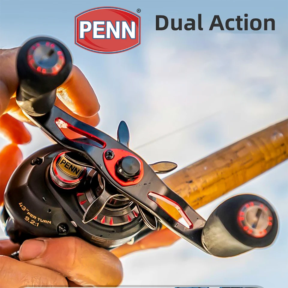 PENN FATHOM-Low Profile Baitcast Reels, Sistema De Rolamento De Aço Inoxidável 6 + 1, Carretel De Pesca De Corpo De Metal Completo, 9.2, 7.3, 6.6 Ratio, Novo