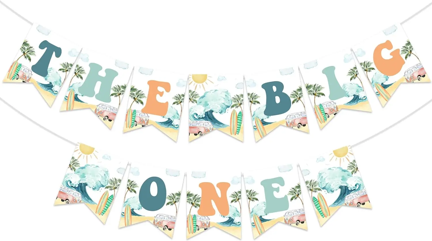 thumbnail image 2 of The Big One Surf Birthday Decorations - Vintage Surf Birthday Balloon Garland With Backdrop, Foil Balloons, Retro Surfing Beach Swimming Pool Hawaiian Surfboard 1st Birthday Party Decorations 2 of 13