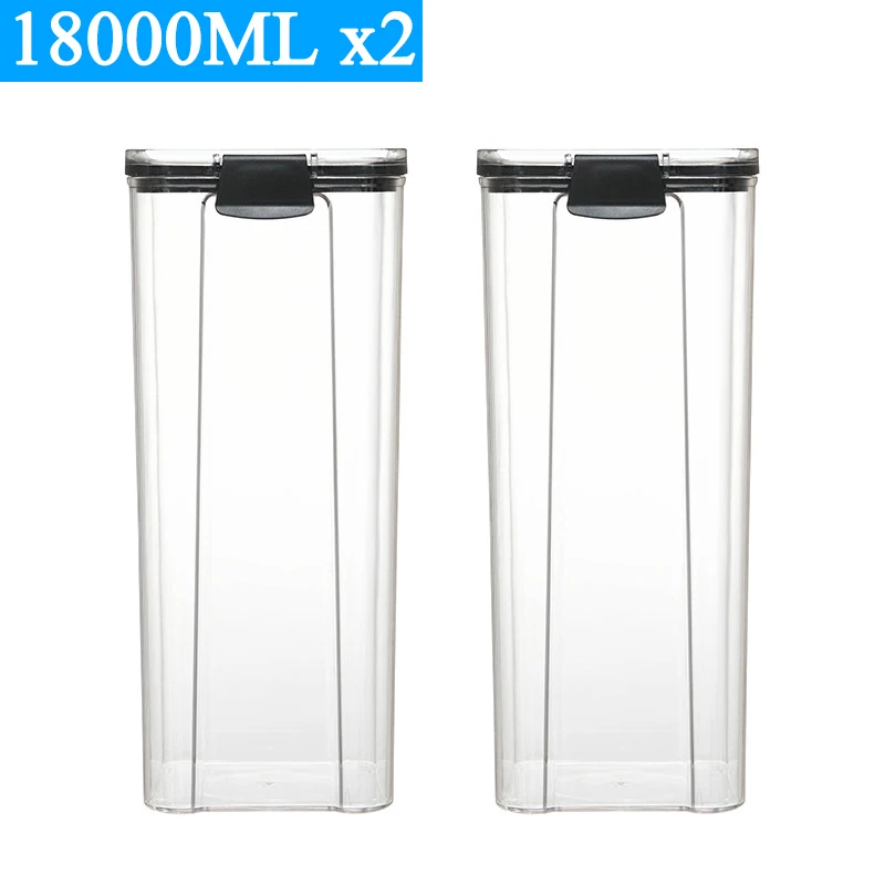 Stackable Transparent PET Plastic Food Storage Containers Set (460-1800ML, 2-4 Pieces) - Kitchen Dry Goods and Noodles Sealed Organizer