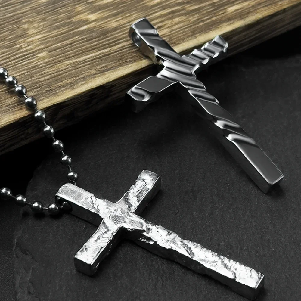 Women's & Men's Cross Titanium Steel Trendy Couple Disco Necklaces