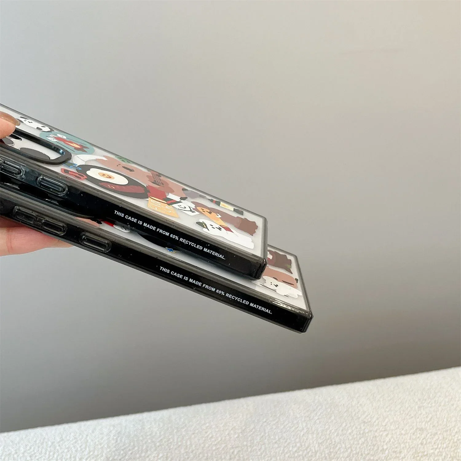 Rabbit Bear MagSafe Acrylic Black Border Magnetic Phone Case for Samsung Galaxy S22U S23 Ultra S24 Ultra Cover Protective Shell