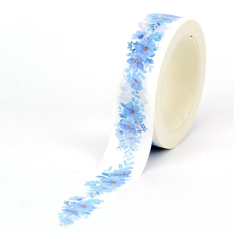 NEW 1PC 10M Decorative Cute Sunflowers Blue Floral Leaves Cherry Spring Masking Washi Tape Set Journaling Stationery 3