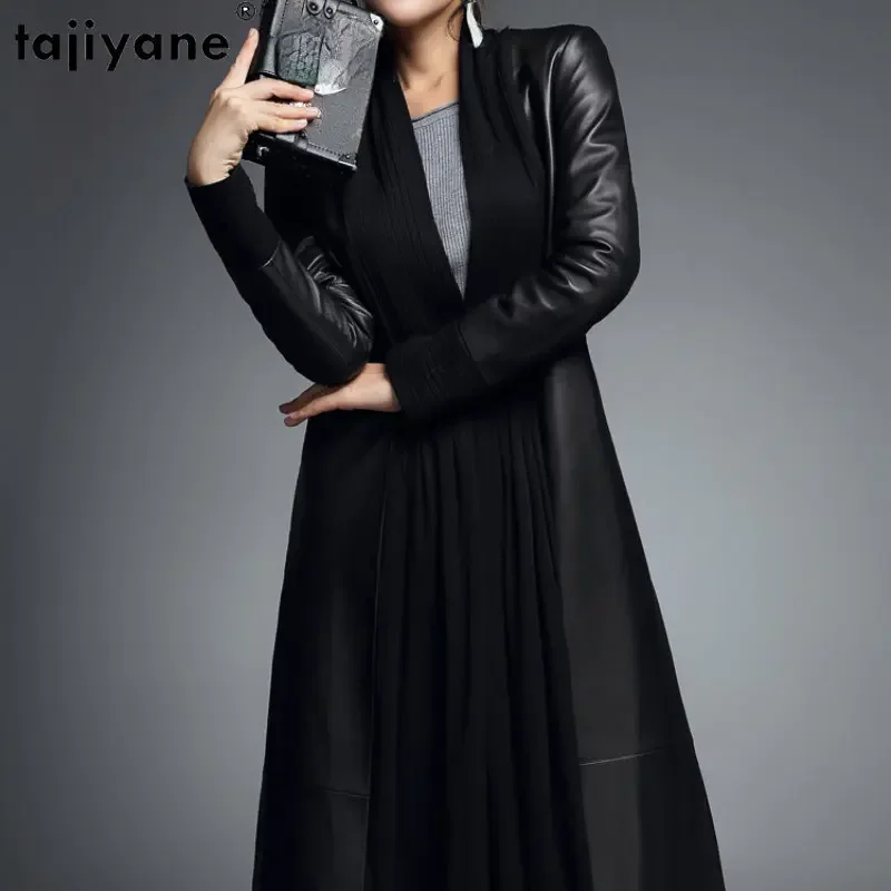 

Tajiyane Real Leather Jacket Women Genuine Sheepskin Leather Jackets for Women 2023 Mid-length Trench Coat Casual Leather Coats