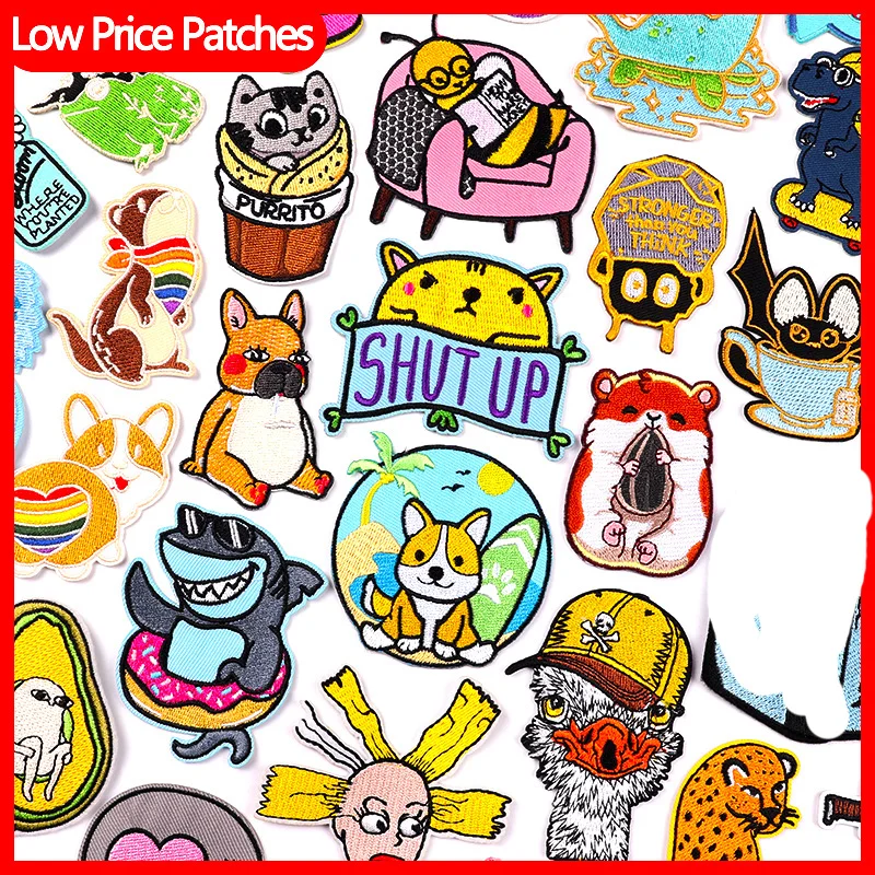 

Low Price Patches Animal Embroidery Patch Iron On Patches For Clothing Cartoon/Cat Embroroiderd Patches On Clothes Applique DIY