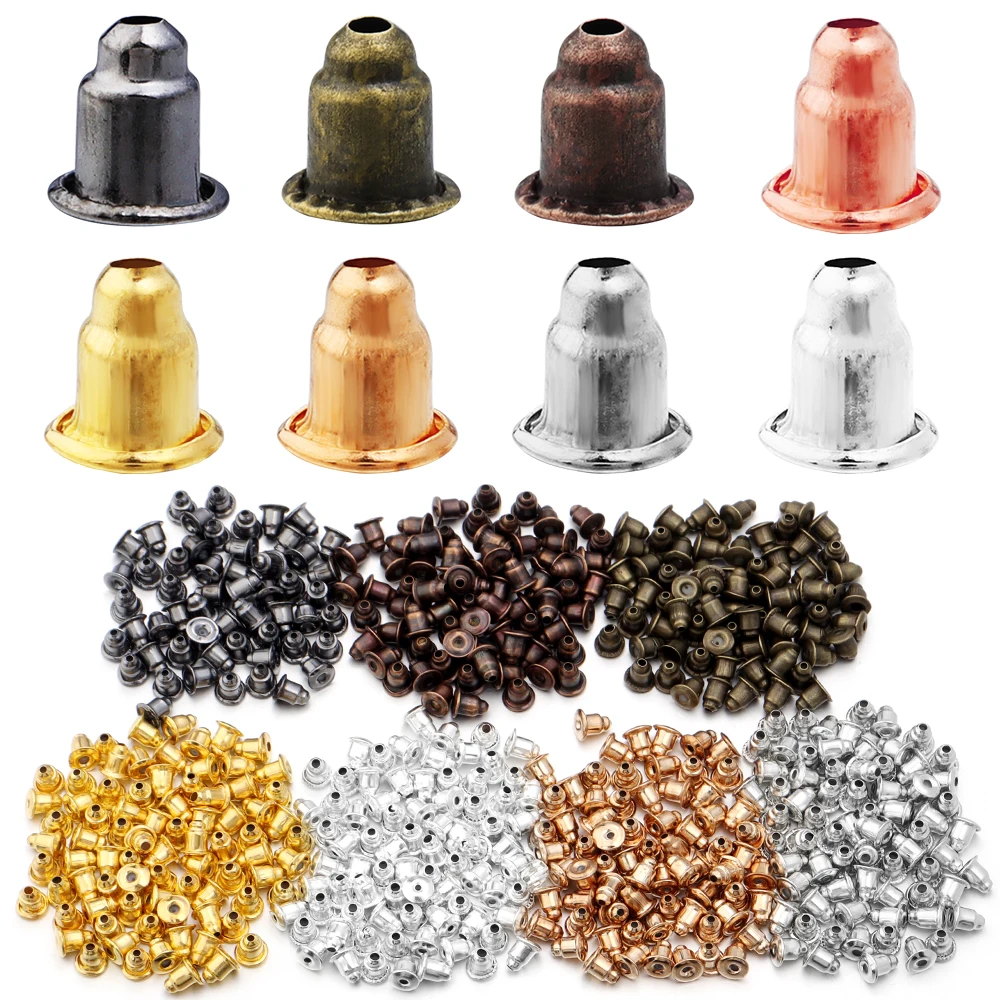 

100-200pcs/Lot Iron Bullet Earring Backs DIY Jewelry Accessories Metal Earring Back Plug Earring Settings Base Ear Studs Back