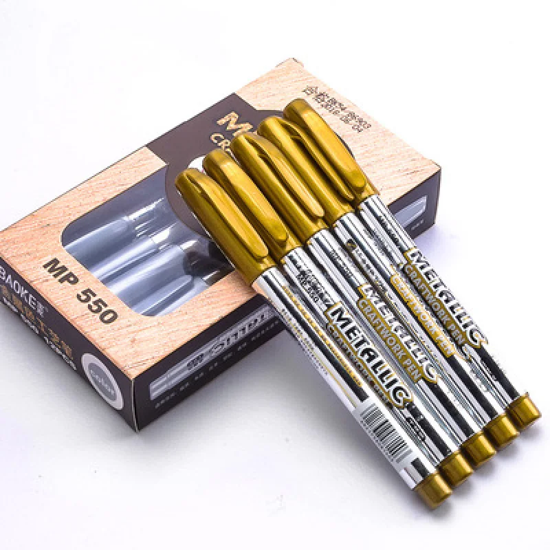 

8Pcs/set Metal Fabric Markers Pens Permanent Paint DIY Metalic Marker Pens Gold Silver Color Craftwork Pen Art Supplies