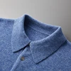 DjzDsm Men's 100% Pure Cashmere Top POLO Collar Half Button Design Cardigan Loose Warm Cashmere Sweater Autumn/Winter New 1