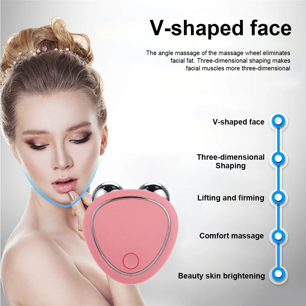 Beauty Charging Facial Anti Wrinkle Facial Massager Microcurrent Roller Skin Tightening Rejuvenation 3d face roller ball charging electric massager ems micro current compact skin compact face lifting device