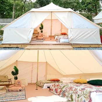 Large Spacious Outdoor Waterproof Cotton Canvas 4 Season Camping Tent for 10 Persons 6