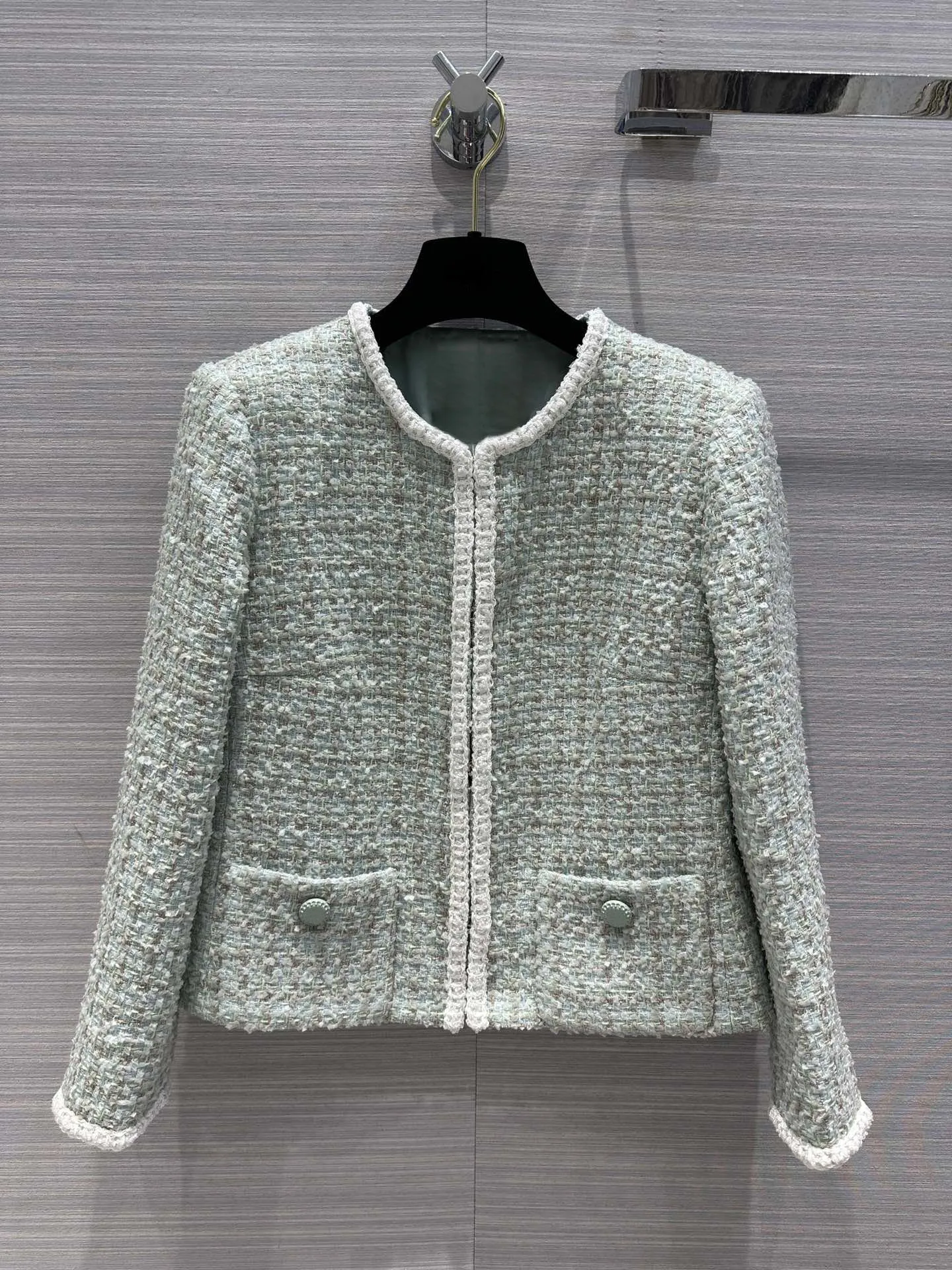 

Bead belt jacket hand-woven white bead webbing contrast color design casual fashion 2023 summer new style 0330