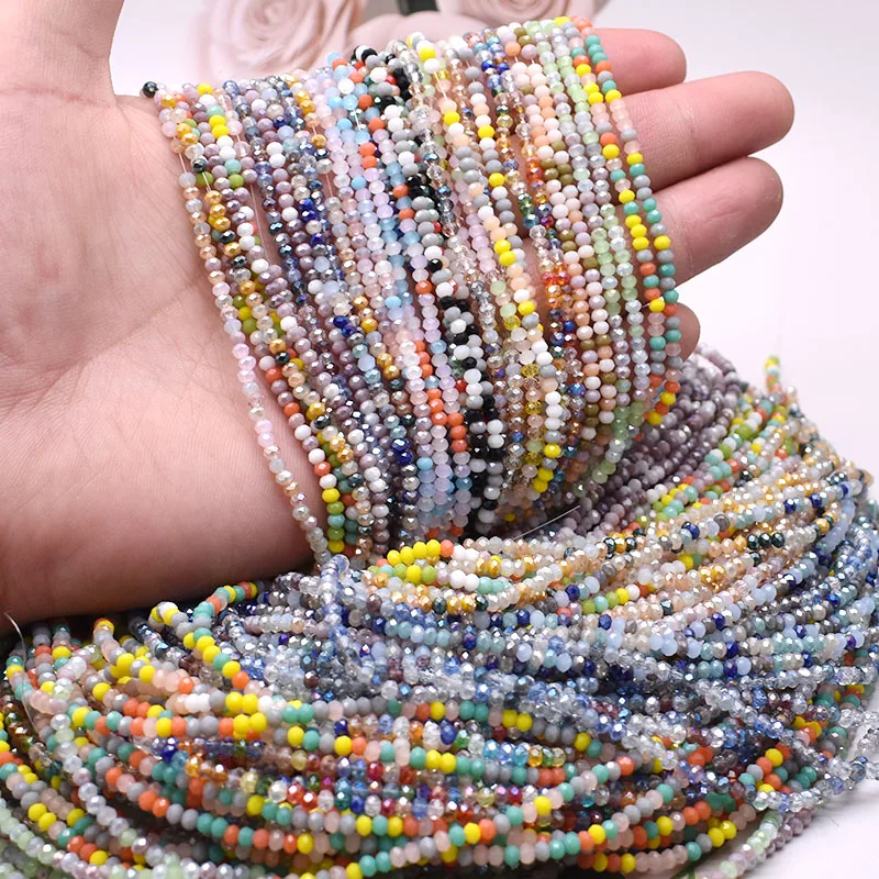 New Mixed AB color 2mm Czech crystal Glass Beads Rondelle Faceted Crystal Beads Needlework Loose Spacer Beads for Jewelry Making