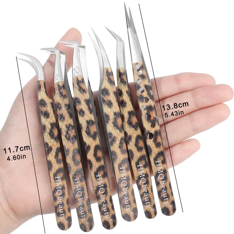 Leopard Eyelash Tweezers Stainless Steel High Quality Lash Tweezer For Lashes Extension Anti-Static 3D Accurate Clip Makeup Tool eyelash tweezers