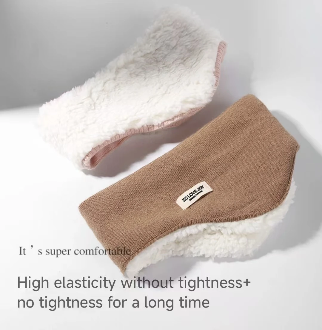 Winter Earmuffs Headwear Anti-cold Warm Thickened Fleece Ear Protection Head Cover Windproof Thermal Knitted Running Headband