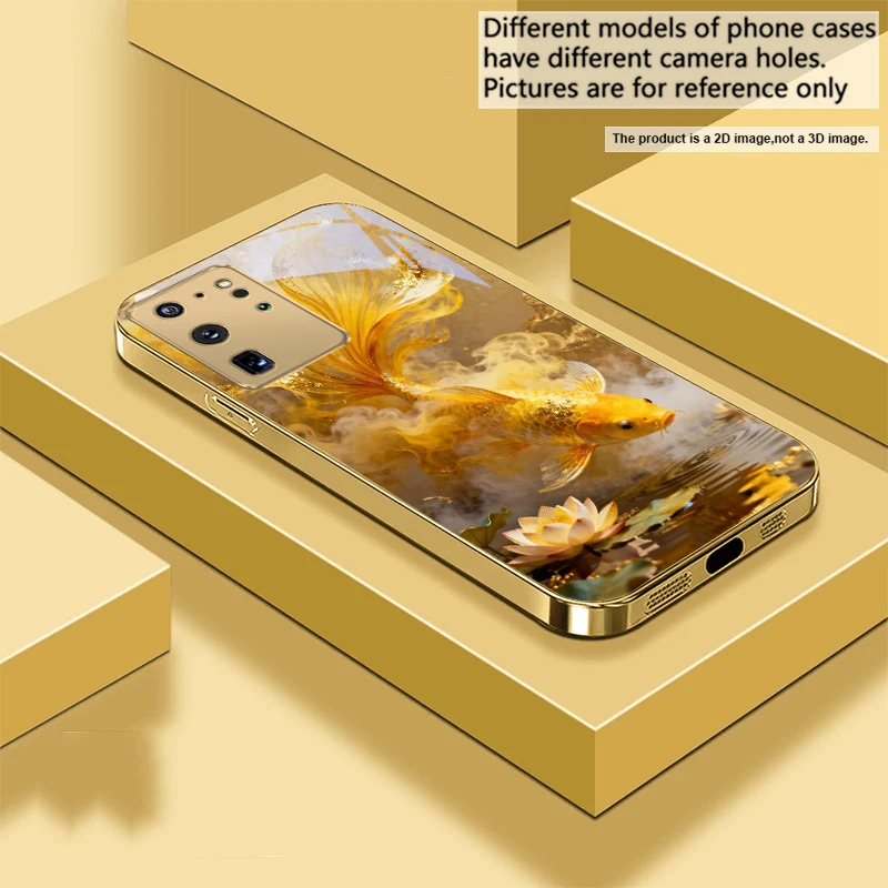 Harmonious Golden Carp Glass Phone Case