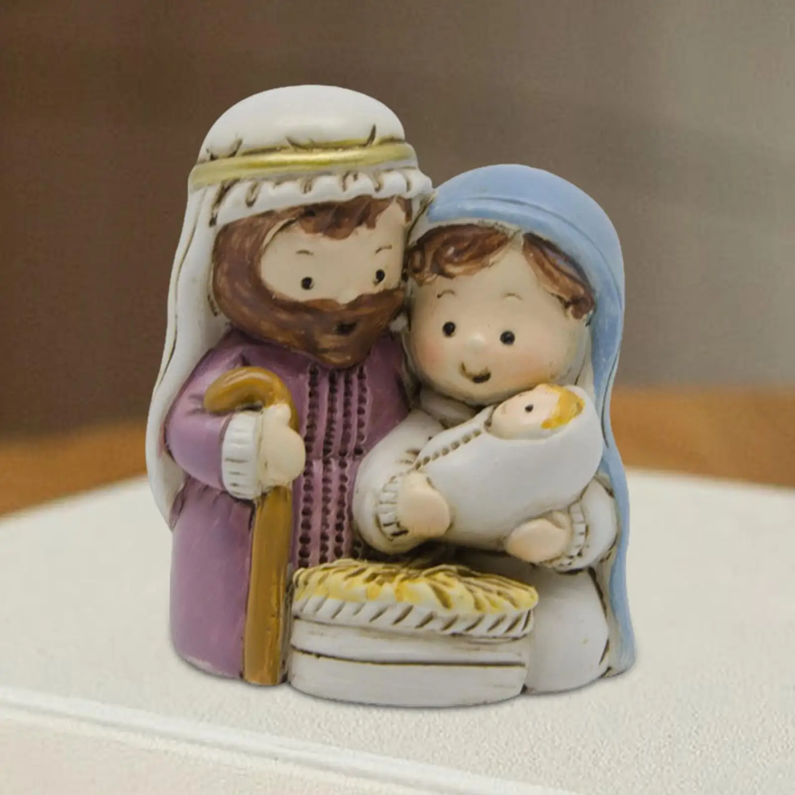 Holy Family Figurine Handmade Decorative Nativity Scene Figurine Religious Figurine Statue for Home Cabinets Table Shelf Decor images - 6