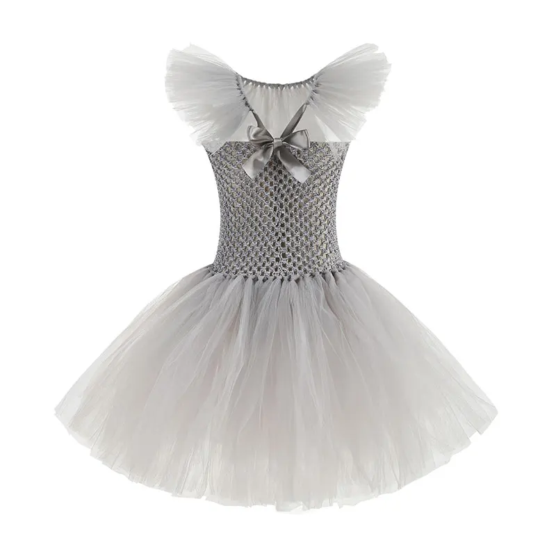 Mädchen Graues Gruseliges Joker-Tutu-Kleid Handgewebtes Tüllkleid Kinder Halloween Karneval Cosplay Clown-Kostüm Party-Outfit – Detail 3
