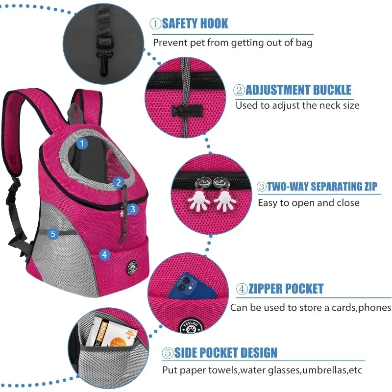 New Double Shoulder Portable Travel Backpack Outdoor Pet Dog Carrier Bag Pet Dog Front Bag Mesh Backpack
