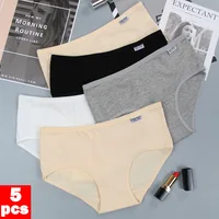 5 Pcs/Lot Solid Color Panties For Women Girls Briefs Cotton Large Size Sexy Lingeries Underpants Panty Intimate Female Underwear
