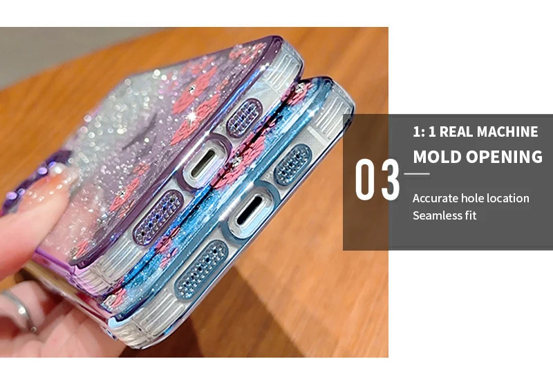 Glitter Butterfly Flower Phone Case For Xiaomi Redmi Gradient_voghion.com