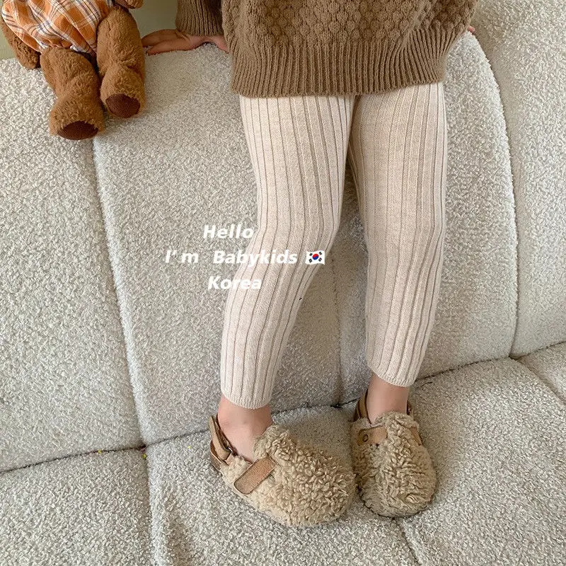 Girls Pants Kids Pants Girls Trousers Pants Leggings Skinny Ankle Length Elastic Waist Solid Cotton Simple Casual Warm Comfortable Autumn Children Girls