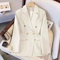Loose Women's Suiting Jacket Fashionable Slimming High-End Feel Spring Autumn New Style Polyester Fiber Full Sleeve Button Decor