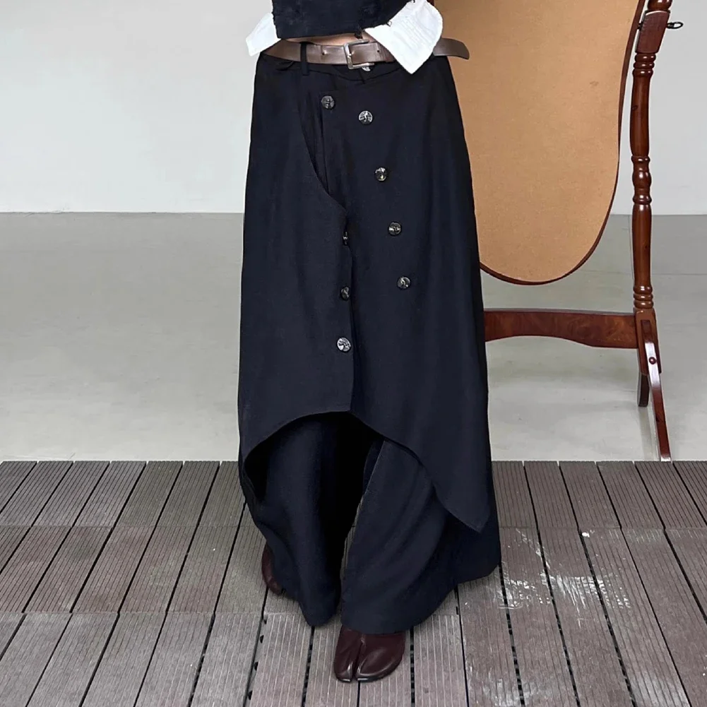 Men Irregular Pants Button Joggers Streetwear Solid Color Trousers Men Vintage Loose Casual Wide Leg Pants S-5XL,stretch pants,men pants