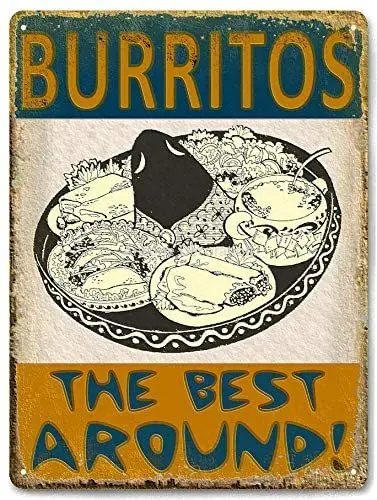 

Tacos Burritos Mexican Food Iron Painting Metal Plate Tin Sign Vintage Retro Home House Man Cave Decor