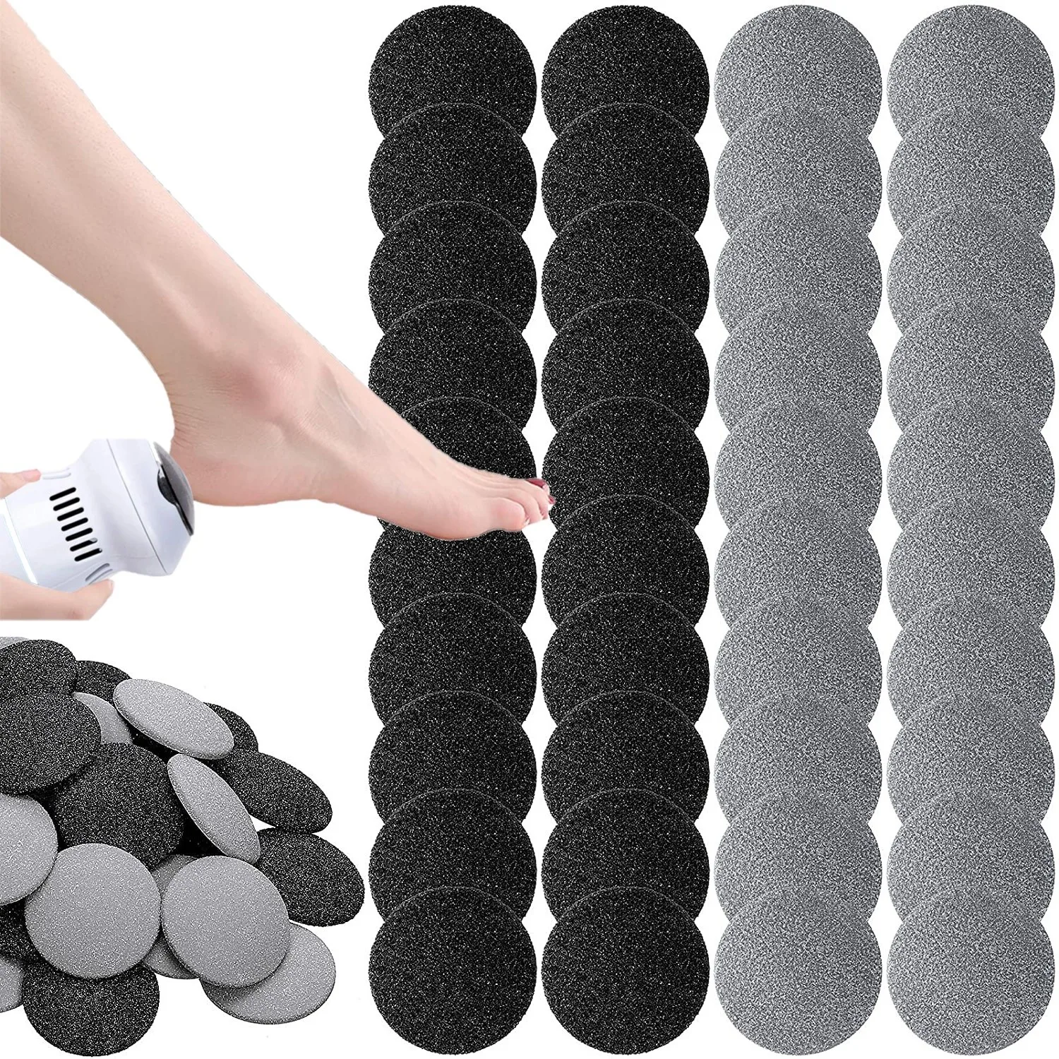 40 PCS Electric Foot Grinder Portable File For Heels Vacuum Callus Remover Foot Care For Hard Cracked Pedicure For Tools Feet electric foot grinder grinder hard cracked skin trimmer dead skin ankle pedicure tools for removing calluse