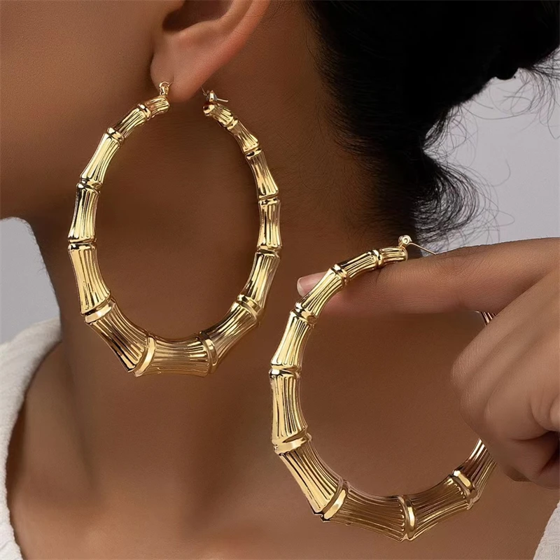 3pairs Hoop Earrings Set Big Geometry Round Circle Earring for Women Girls Gold Color Metal Exaggerate Earring Party Jewelry
