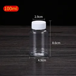 Set of 10 Versatile 15ml - 100ml Plastic Bottles with Secure Seal Caps for Liquids and Cosmetics (100ml)