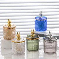 Cute Rabbit Cotton Pad Holder Cotton Swab Rod Storage Box Cosmetics Jewelry Bathroom Makeup Container Lipstick Organizer Box 2