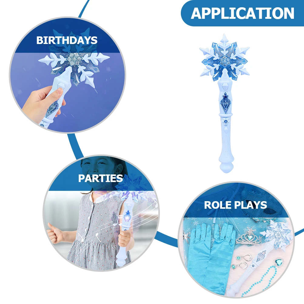 Funmo Bacchetta Magica Luminosa con Fiocco di Neve, Fiocco di Neve, Bacchetta Magica per Bambine e Ragazze, con Suono, Accessorio per Feste da Principessa