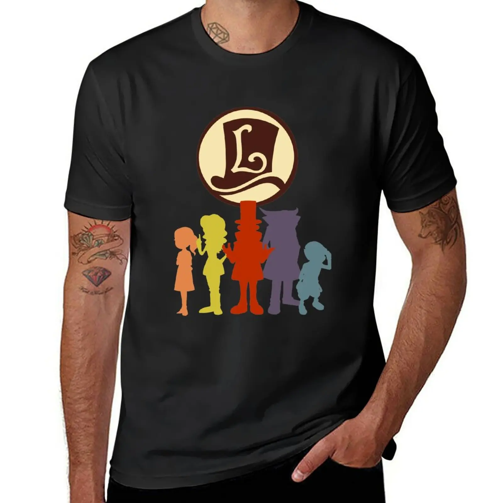 New Professor Layton T-Shirt Plain T-Shirt Magliette Divertenti Maglietta Da Uomo Maglietta Grafica