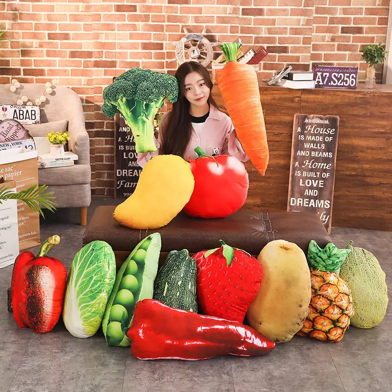 26 Kinds BBQ Vegetables/Fruits/Fish/Meat/Duck/Chicken Food Pillow Stuffed Baked Snack Plush Pillow Like Real Throw Pillow 2