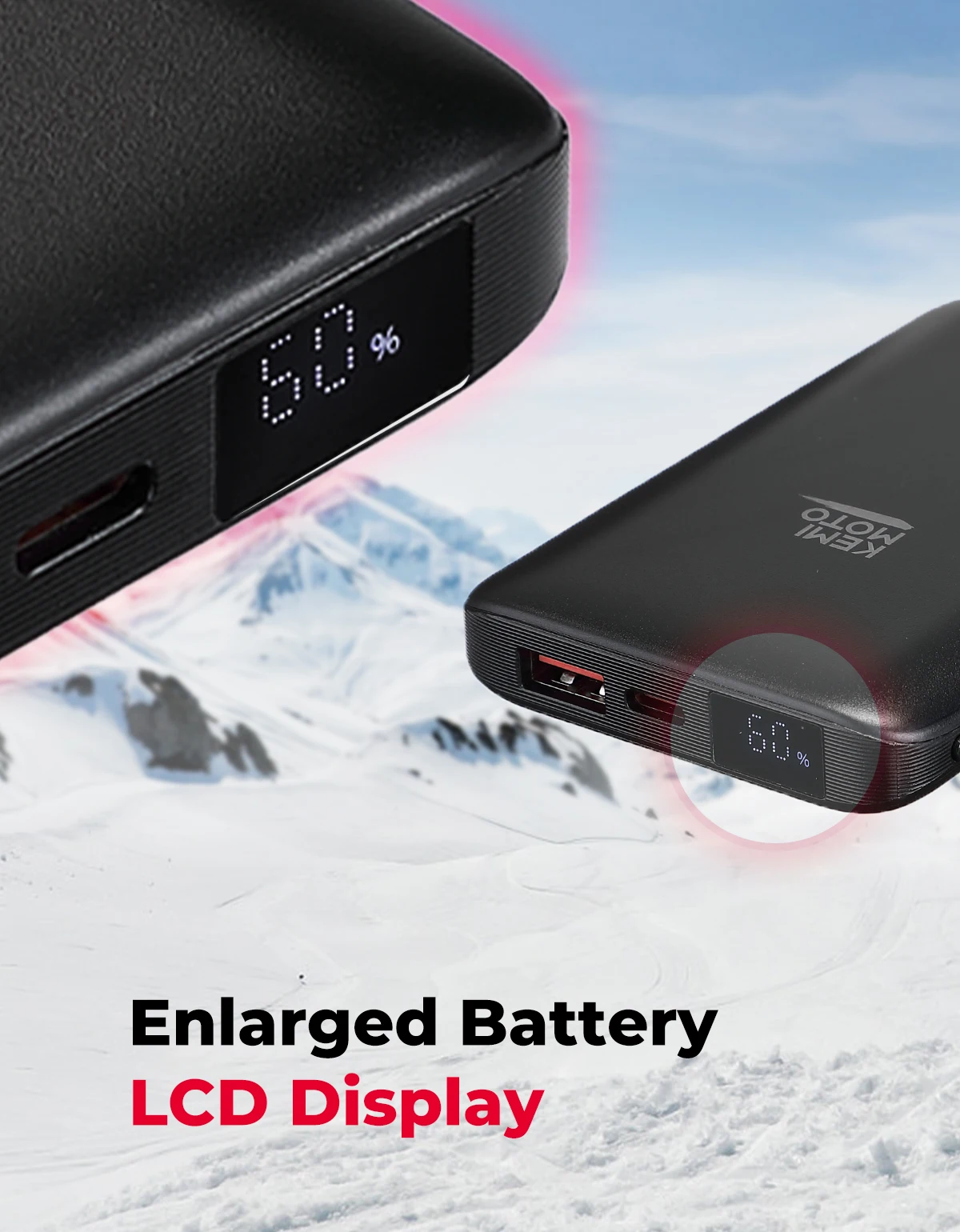 KEMIMOTO 10000mAh Battery Power Bank for Heated Jackets Vests Winter Warmer Fast Rechargeable Outdoor Portable Skiing Hunting 5