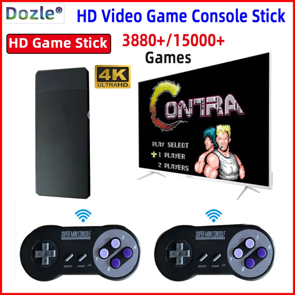 4K TV Game Stick 64GB Built-in 15000 Game Retro Video Game Console  w/Control New