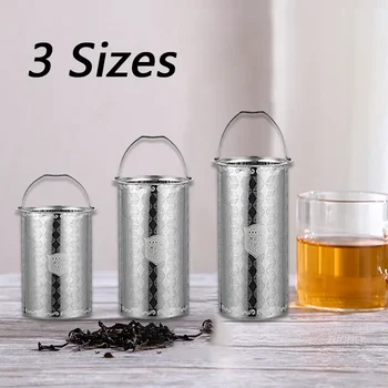 304 Stainless Steel Reusable Tea Infuser Tea Strainer Teapot Loose Tea Leaf Spice Filter Kitchen Accessories Handle Clip SML