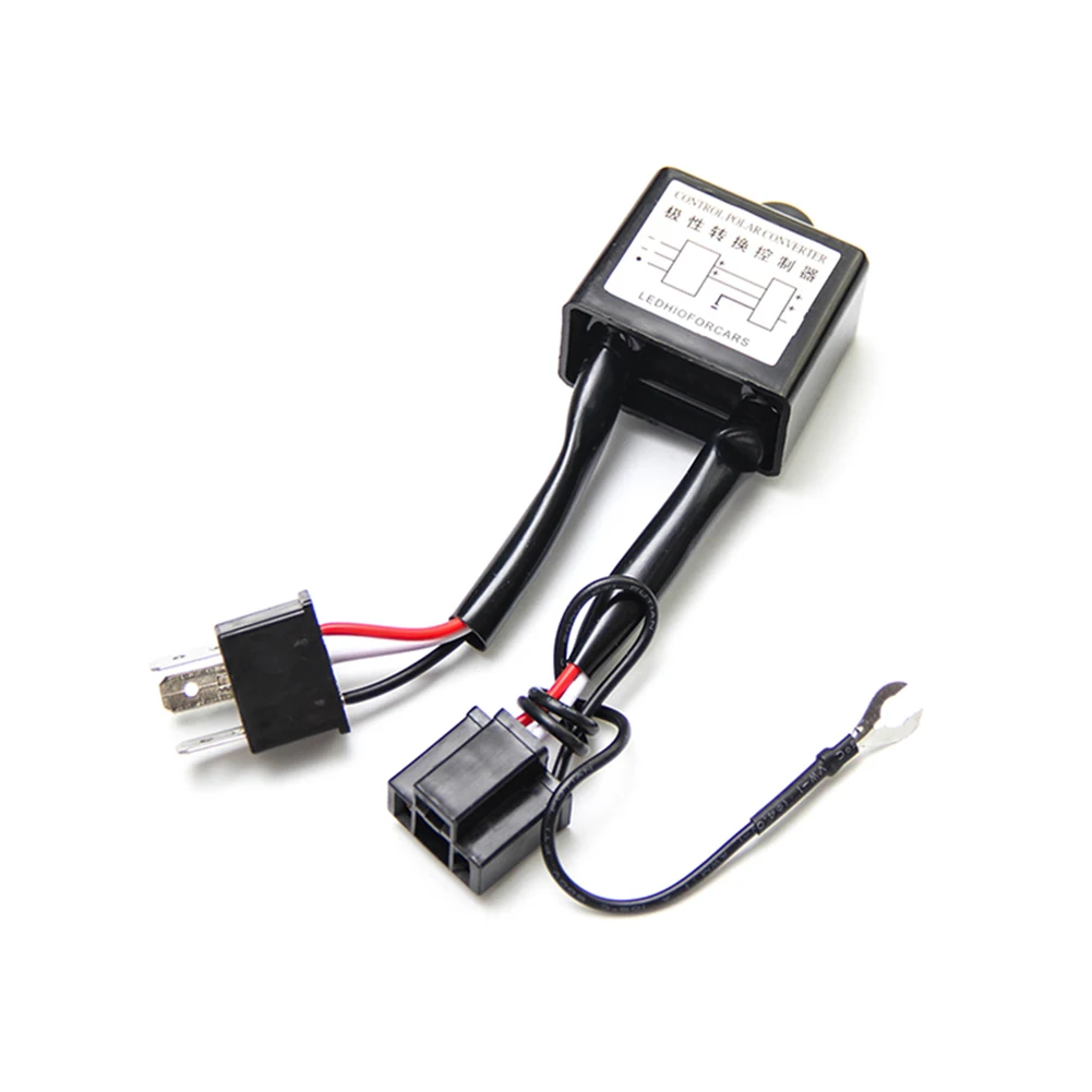 2pcs  Reversed Polarity Converters Solid Positive Negative Polar Switch Harness Converter Adapter for Xenon Light