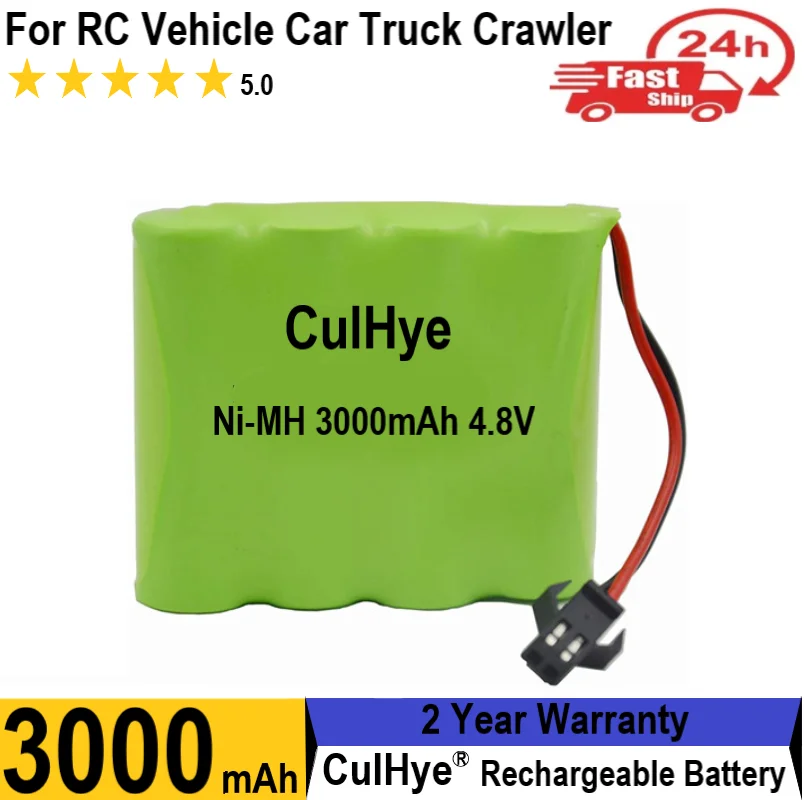 

4.8V 3000mAH AA NiMH Rechargeable Battery with SM-2P Connector Plug and USB Charger Cable for RC Vehicle Car Truck Crawler
