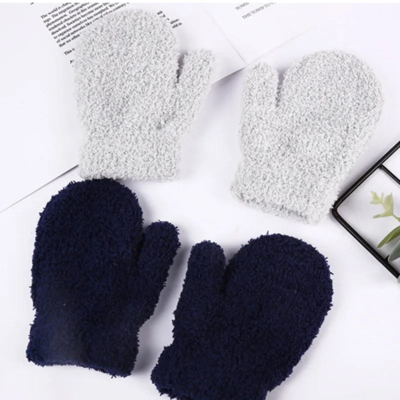 Baby Gloves Winter Baby Boys Girls Solid Color Gloves Warm Full Finger Mittens