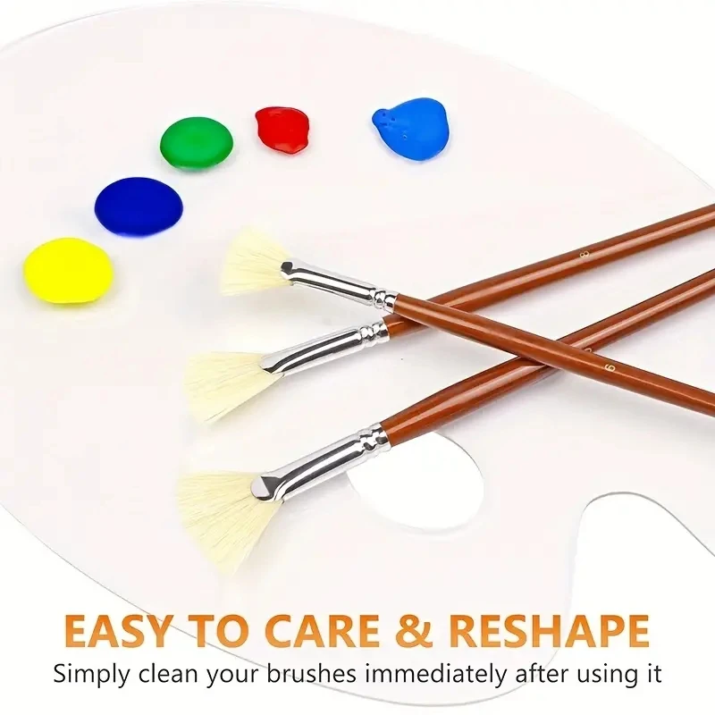 7/14 stücke Fan Künstler Borsten Pinsel Set Natürliche Schweineborsten Haar Anti-Shedding Pinsel Tipps Lange Holzgriff für Acryl – Detail 3
