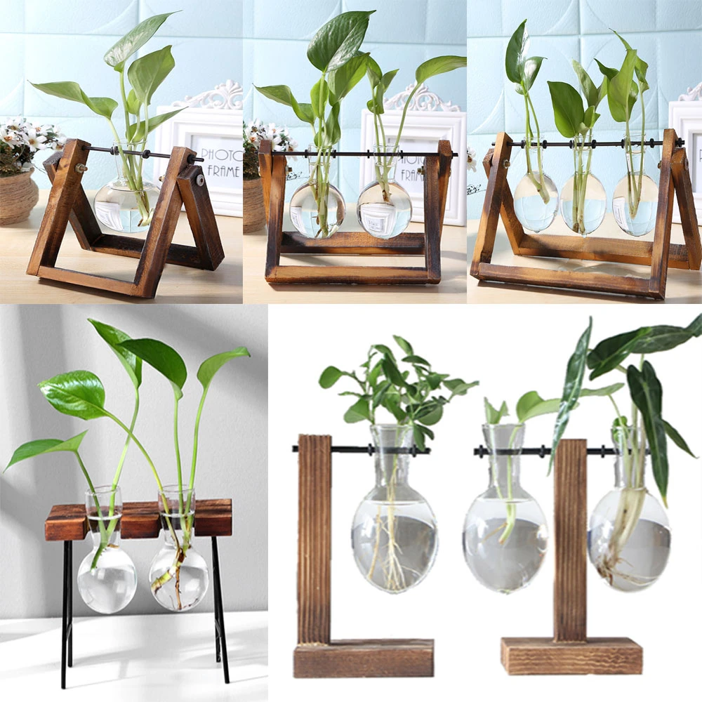 Frame Glass Vase Tabletop Terrarium Hydroponics Plant Vases Bonsai Transparent Flower Pot with