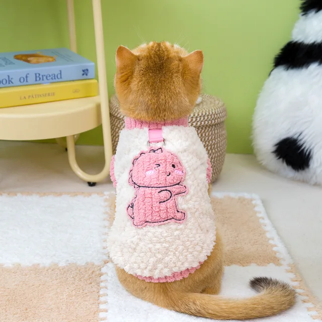 Casaca de polar para gatos con arnés: Abrigo Anti-pelos Emoape