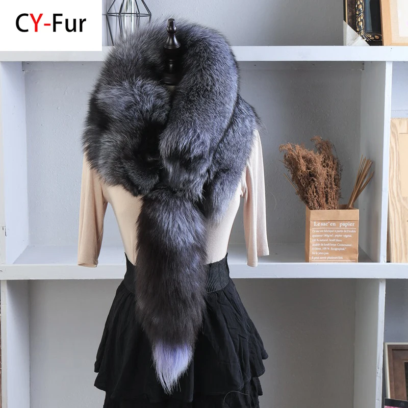 Unisex Real Fur Fox Scarf Men Woman Winter Warm Natural Fur Shawl Soft
