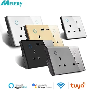 เต้ารับไฟฟ้าอัจฉริยะ Melery WIFI Smart Tuya USB Type-C PD 20W แบบเสียบผนัง ปลั๊กแบบ UK พร้อมระบบตรวจสอบพลังงาน สวิตช์สัมผัส ควบคุมระยะไกลผ่าน Alexa และ Google Home 1