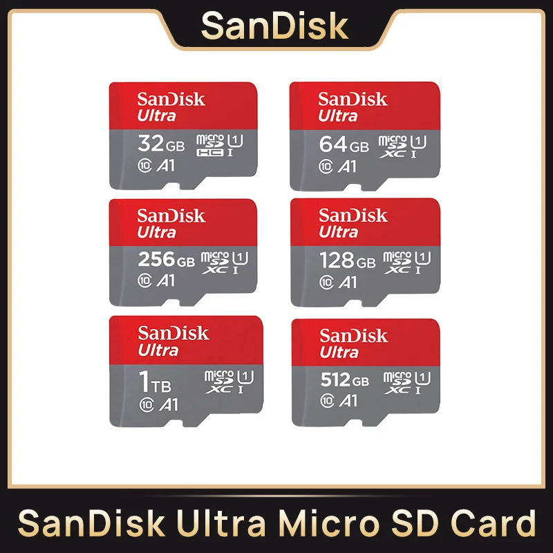 Tarjeta de memoria Micro SD SanDisk Ultra A1 V10 C10 U1 de 32 GB, 64 GB, 128 GB, 256 GB, 512 GB y 1 TB, tarjeta flash TF para cámara, teléfono, Nintendo Switch