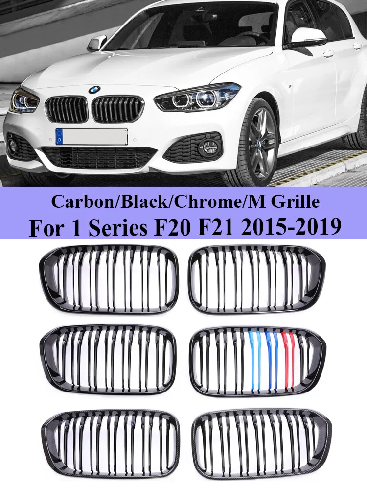 

For BMW 1 Series F20 F21 LCI 2015-2019 Carbon Fiber Grille Facelift Radiator Gloss Black Grill M Color Cover 120i 125i 135i 116i