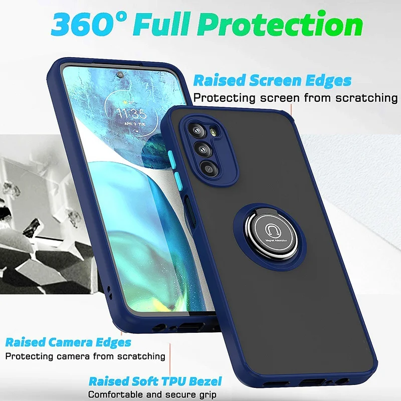Versatile Silicone Ring Holder Phone Case - Durable Hard PC Cover with Built-In Stand